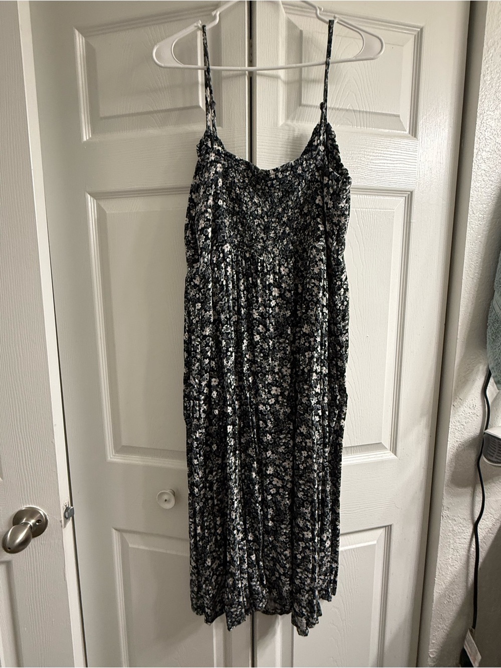 Old Navy Black Floral Maxi Dress with White Print